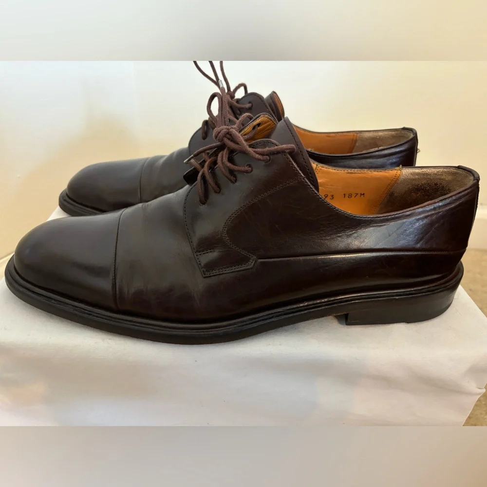 Mezlan Made in Spain Handcrafted Dark Brown Men’s Dress Shoes 9.5 M or 9-1/2 M - Picture 2 of 15